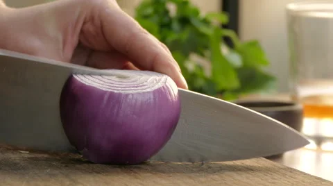 Chopping onion, 4k Stock Footage 63299424