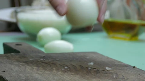 Chopping onion, 4k Stock Footage 63300920