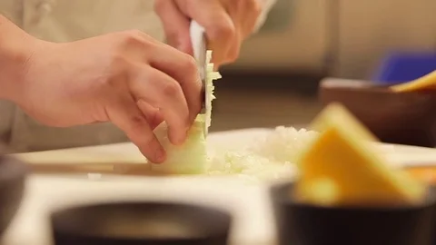 Chopping onion Stock Footage 77047626