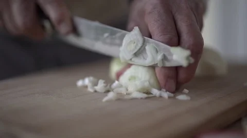 Chopping onion Stock Footage 83602248