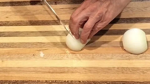 Chopping an onion. Stock Footage 310813357