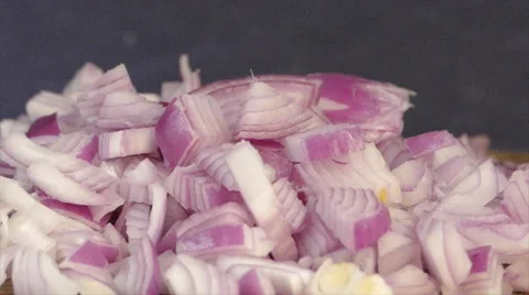 Chopping onion, slow motion, 4k Stock Footage 63299617