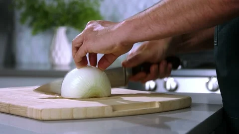 Chopping onion - slow motion Stock Footage 236206660