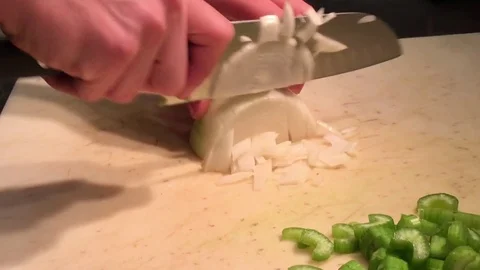 Chopping Onions Close Up Video stock 82214433