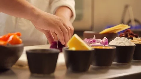 Chopping onions Stock Footage 77048899