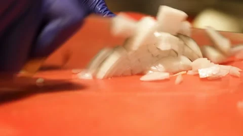 Chopping Onions with Knife 動画素材 203055670