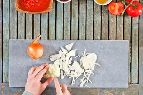 Chopping onions 스톡 사진