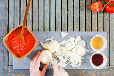 Chopping onions Stock Photos