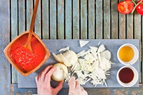 Chopping onions Stock Photos