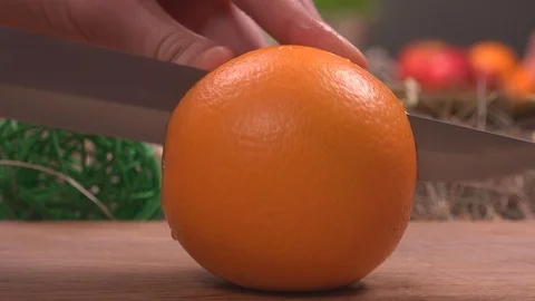 Chopping Orange Stock Footage 98340787