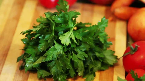 Chopping parsley Stock Footage 34253792