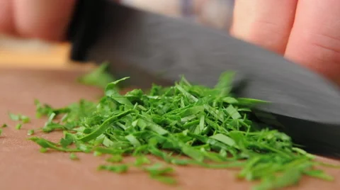 Chopping parsley Stock Footage 48125783
