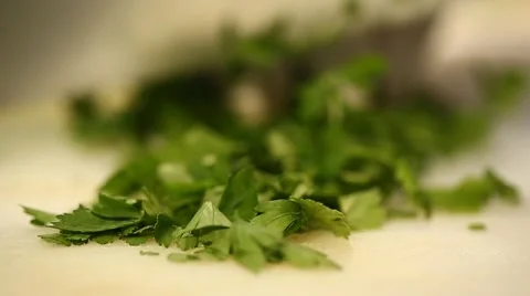 Chopping of Parsley Stock Footage 49498536