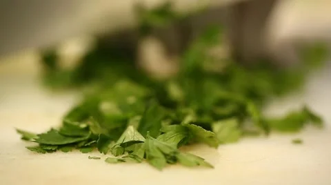 Chopping Parsley Stock Footage 49498577