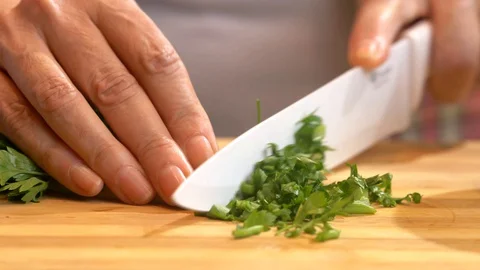 Chopping Parsley Stock-Footage 127927774