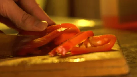 Chopping Pepper Stock Footage 255672062