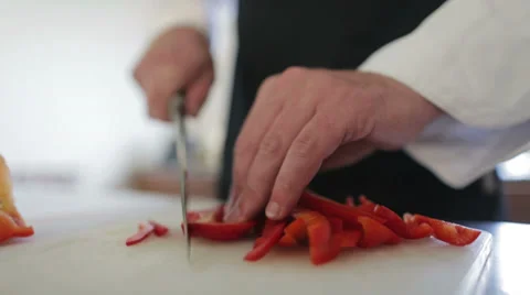 Chopping peppers Stock Footage