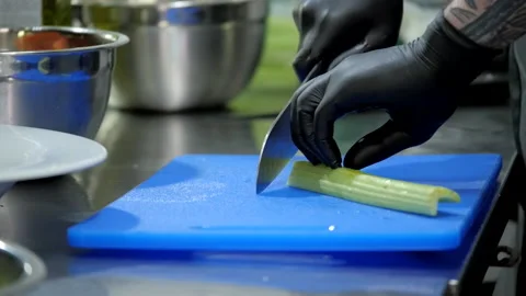 Chopping Petiole Celery Video stock 131635460
