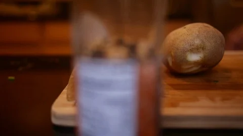 Chopping potato realtime Stock Footage 75039133