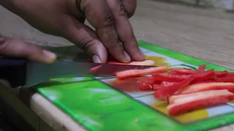 Chopping a Raw Carrot Using Knife Skills HD Video Stock Footage 132364884
