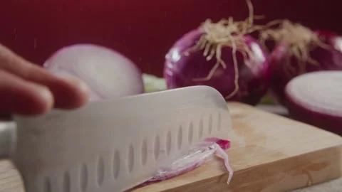 CHOPPING RED ONION Stock Footage 132510524