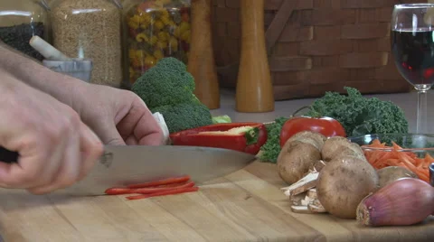 Chopping Red Pepper Stock Footage 2396065