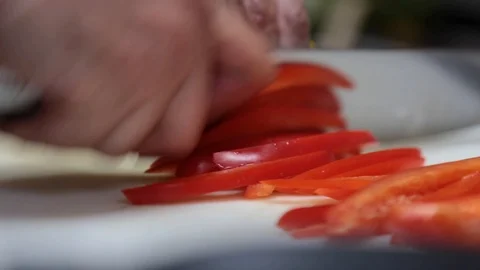 Chopping Red Peppers 스톡 동영상 88977657