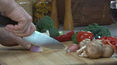 Chopping Shallots 1 Stock Footage 2424553