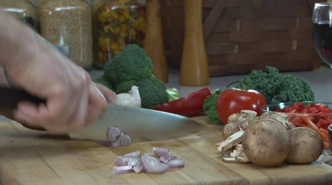 Chopping Shallots 2 Stock Footage 2464876