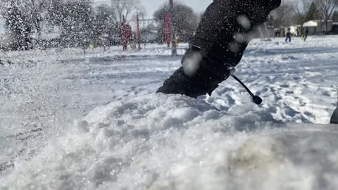 Chopping snow Stock Footage 165563441