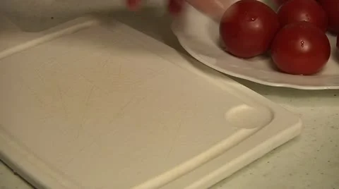 Chopping tomato Stock Footage 11146445