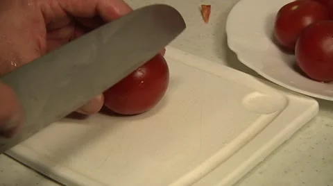 Chopping tomato Stock Footage 11150176