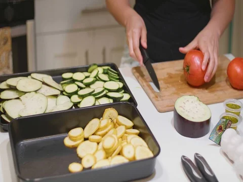 Chopping a tomato Stock Footage