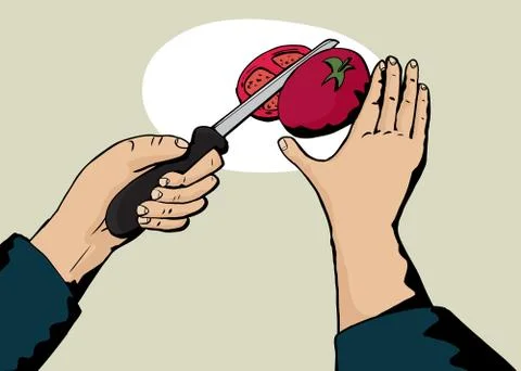 Chopping a Tomato Stock Illustration