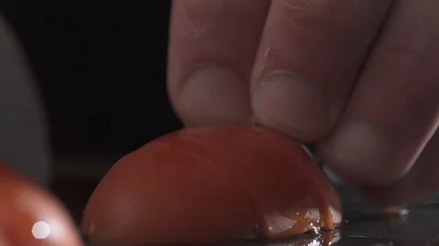 Chopping Tomatoes Stock Footage 85884706