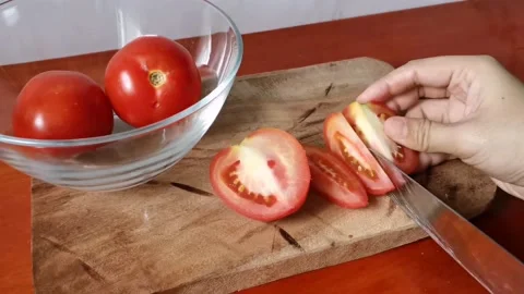 Chopping Tomatoes Stock Footage 159319940