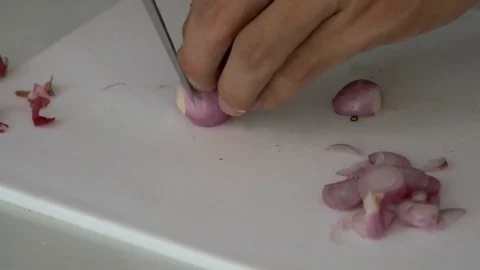 Chopping vegetable for salad Stock Footage 74008537