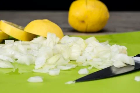 Chopping vegetables close up Stock Photos