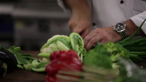Chopping vegetables Stock Footage