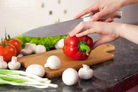 Chopping vegetables Stock Photos