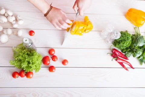 Chopping vegetables Stock Photos