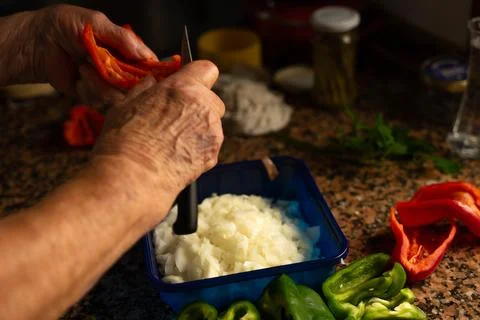 Chopping vegetables Stock Photos