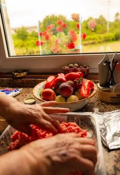 Chopping vegetables Stock Photos