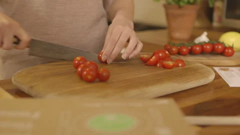 Chopping Vine Tomatoes Stock Footage 260322535