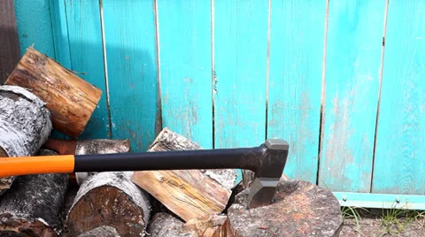 Chopping wood with axe Stock Footage 23521132