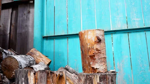 Chopping wood with axe Stock Footage 23521265