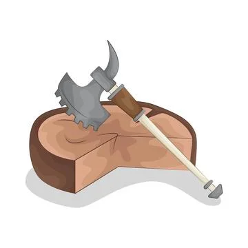 Chopping wood with an axe Stock Illustration
