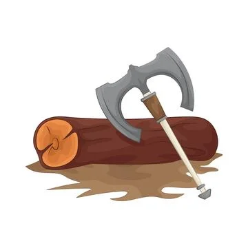 Chopping wood with an axe Stock Illustration