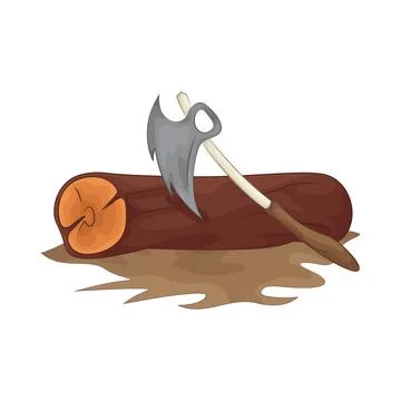 Chopping wood with an axe Stock Illustration