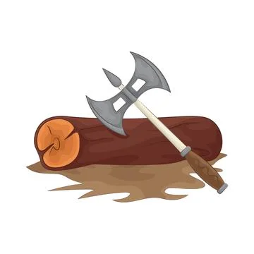 Chopping wood with an axe Stock Illustration